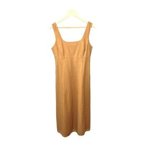 DRAPER JAMES Women’s Sleeveless Eyelet Midi Resort Dress Tan POCKETS Size 10